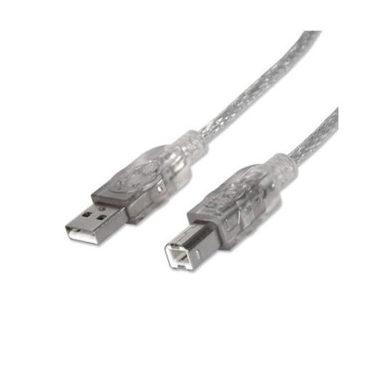 Manhattan Cable de Alta Velocidad USB 2.0, USB A Macho - USB B Macho, 3 Metros, Plata