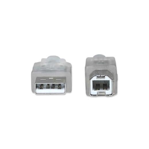 Manhattan Cable de Alta Velocidad USB 2.0, USB A Macho - USB B Macho, 4.5 Metros, Plata