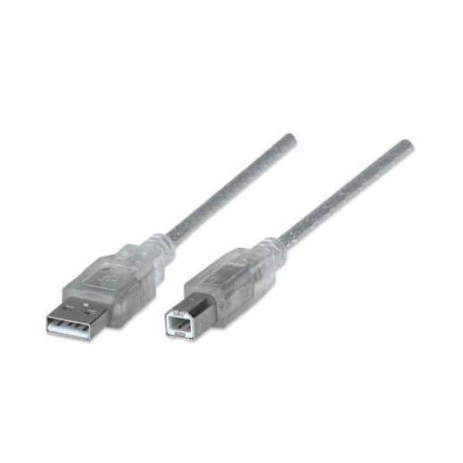 Manhattan Cable de Alta Velocidad USB 2.0, USB A Macho - USB B Macho, 4.5 Metros, Plata