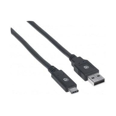 Manhattan Cable de Carga USB A Macho - USB C Macho, 2 Metros, Negro