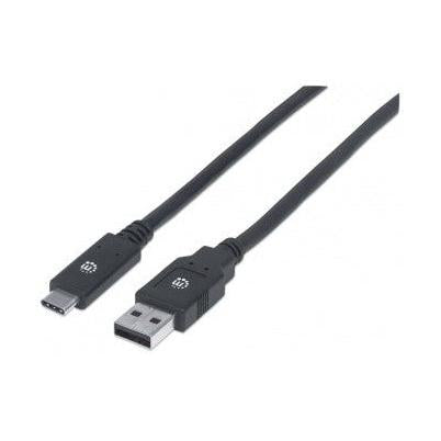 Manhattan Cable de Carga USB A Macho - USB C Macho, 2 Metros, Negro