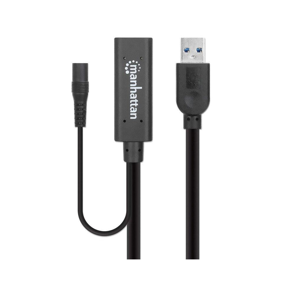 Manhattan Cable de Extensión USB 3.0 A Macho - USB A Hembra, 15 Metros, Negro