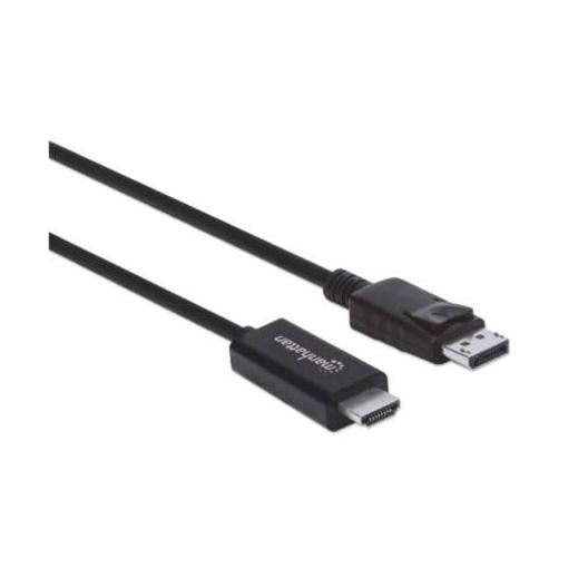 Manhattan Cable DisplayPort 1.2 Macho - HDMI Macho, 4K, 60Hz, 3 Metros, Negro