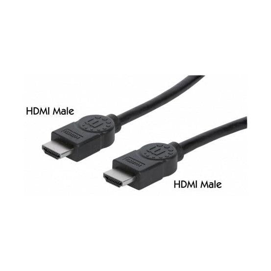 Manhattan Cable HDMI de Alta Velocidad con Canal Ethernet, HDMI Macho - HDMI Macho, 4K, 30Hz, 2 Metros, Negro