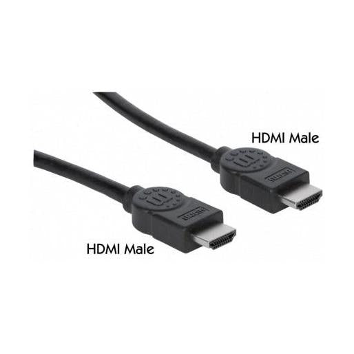 Manhattan Cable HDMI de Alta Velocidad con Canal Ethernet, HDMI Macho - HDMI Macho, 4K, 30Hz, 3 Metros, Negro