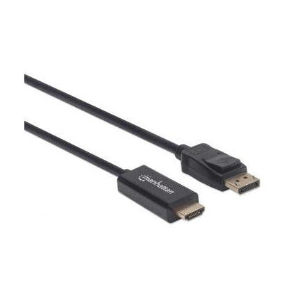 Manhattan Cable HDMI Macho - Displayport Macho, 1080p, 60Hz, 3 Metros, Negro