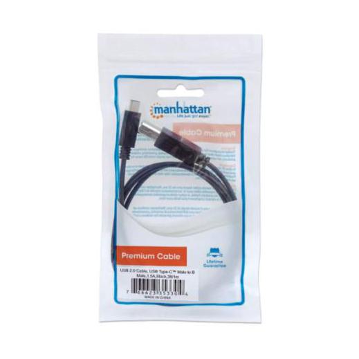Manhattan Cable USB 2.0 B Macho - USB 2.0 C Macho, 1 Metro, Negro