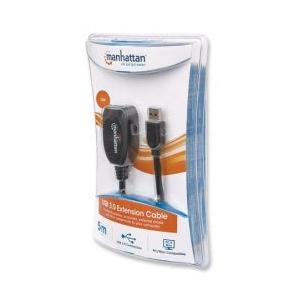 Manhattan Cable USB 3.0 A Macho - USB 3.0 A Hembra, 5 Metros, Negro