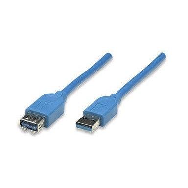 Manhattan Cable USB 3.2 A Macho - USB A Hembra, 3 Metros, Azul