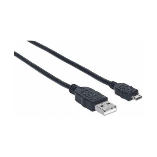Manhattan Cable USB A Macho - Micro USB B Macho, 50cm, Negro