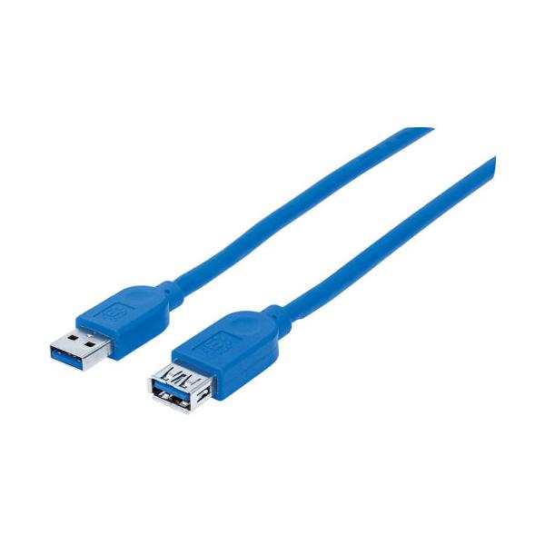Manhattan Cable USB A Macho - USB A Hembra, 1 Metros, Azul