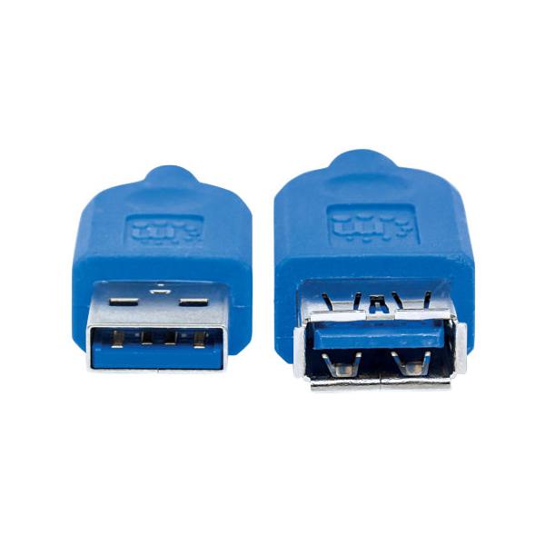 Manhattan Cable USB A Macho - USB A Hembra, 1 Metros, Azul