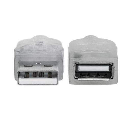 Manhattan Cable USB A Macho - USB A Hembra, 1.8 Metros, Plata