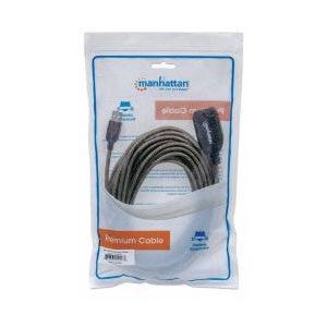 Manhattan Cable USB A Macho - USB A Hembra, 10 Metros, Negro