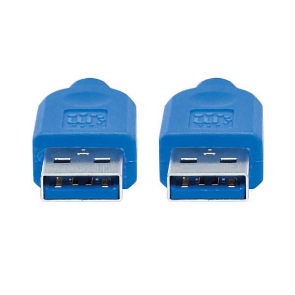Manhattan Cable USB A Macho - USB A Macho, 1.8 Metros, Azul