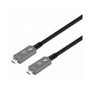 Manhattan Cable USB C Macho - USB C Macho, 10 Metros, Gris/Negro