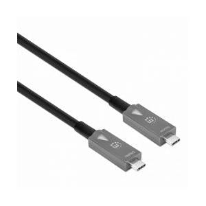 Manhattan Cable USB C Macho - USB C Macho, 10 Metros, Gris/Negro