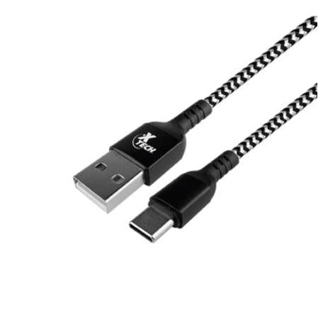 Cable Tranzado XTech XTC-511 con Conector Tipo C Macho a USB 2.0 a Macho 1.8m 28AWG Negro y Blanco