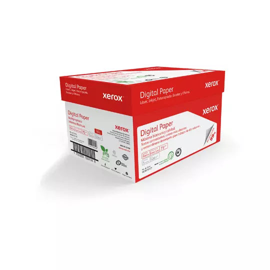 Caja de Papel Bond Doble Carta Oficio Xerox Digital Paper 75 g/m² Blanco.