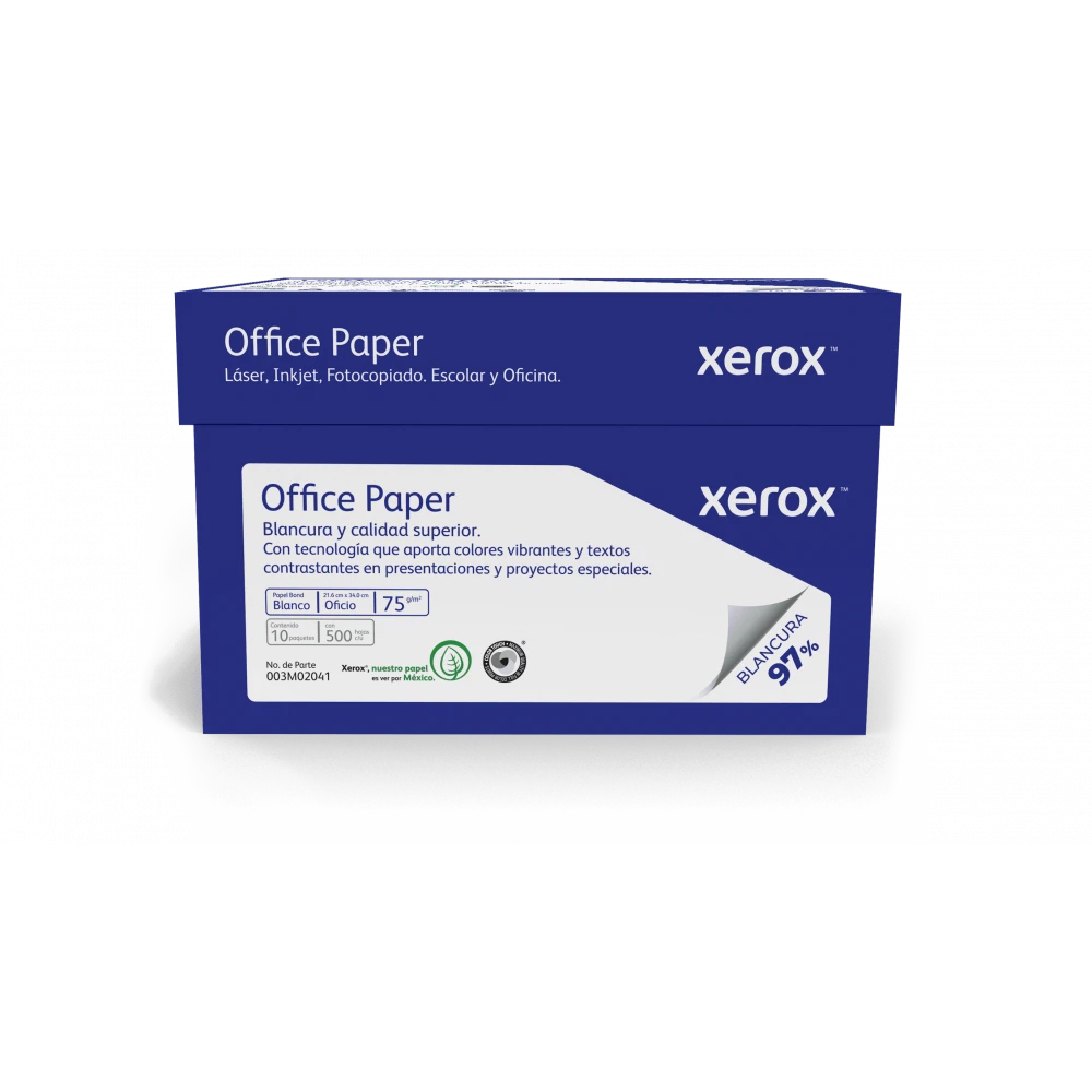 Caja de Papel Bond Oficio Xerox "Office Paper" Blancura 95% C/5000 Hojas