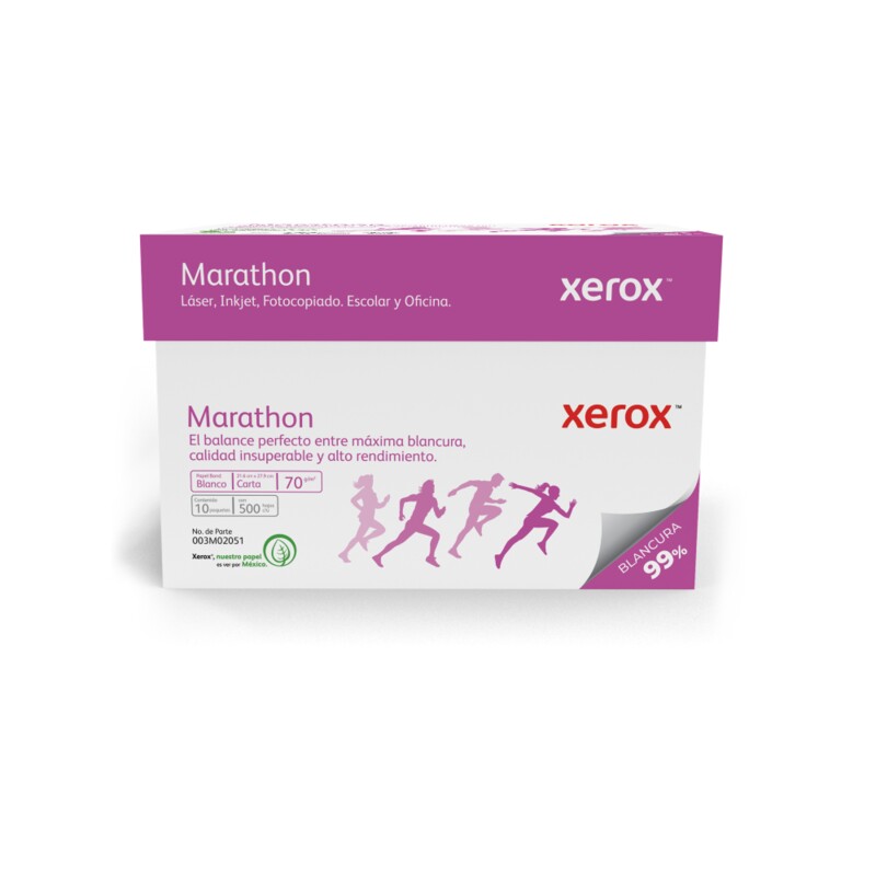 Caja de Papel Bond Xerox Marathon Tamaño Carta 70G/M² C/5000 Hojas.