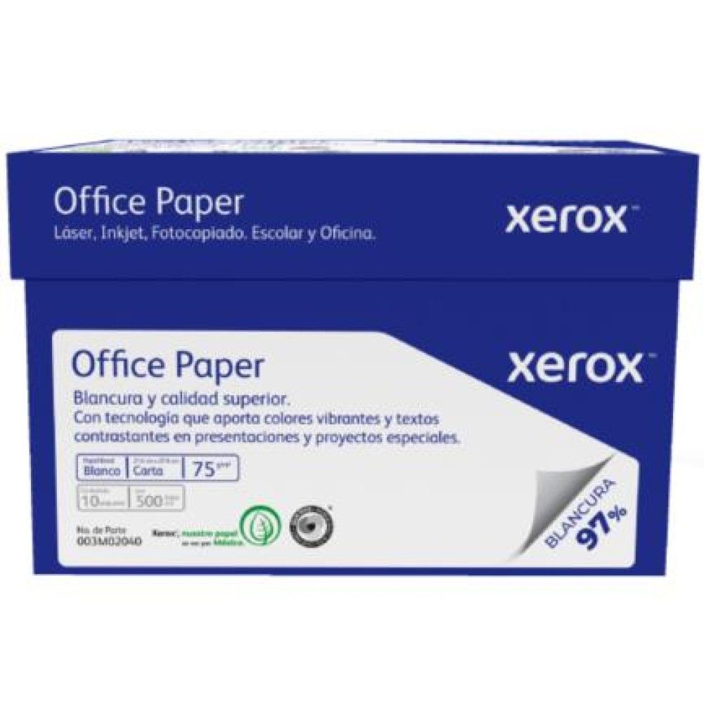 Caja de Papel Xerox Office Paper Carta 75 g/m² , blanco.