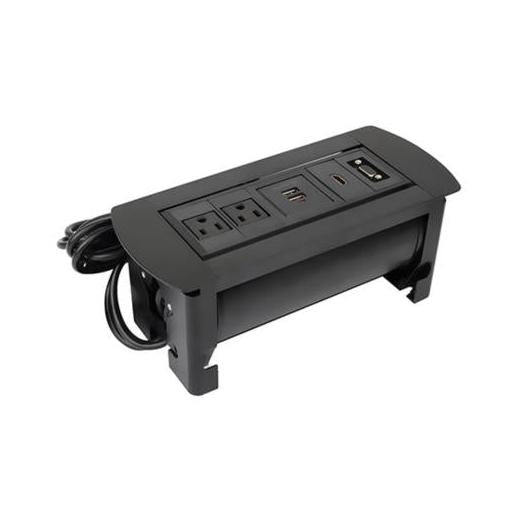 Manhattan Caja para Mesa 164832, 2 Puertos + 2x USB, Negro