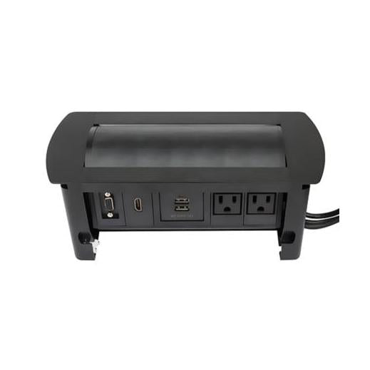 Manhattan Caja para Mesa 164832, 2 Puertos + 2x USB, Negro