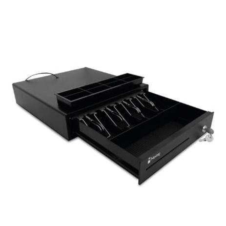 Cajón de Dinero Nextep NE-5144, 3.5Kg, 4 Billetes/8 Monedas, Negro