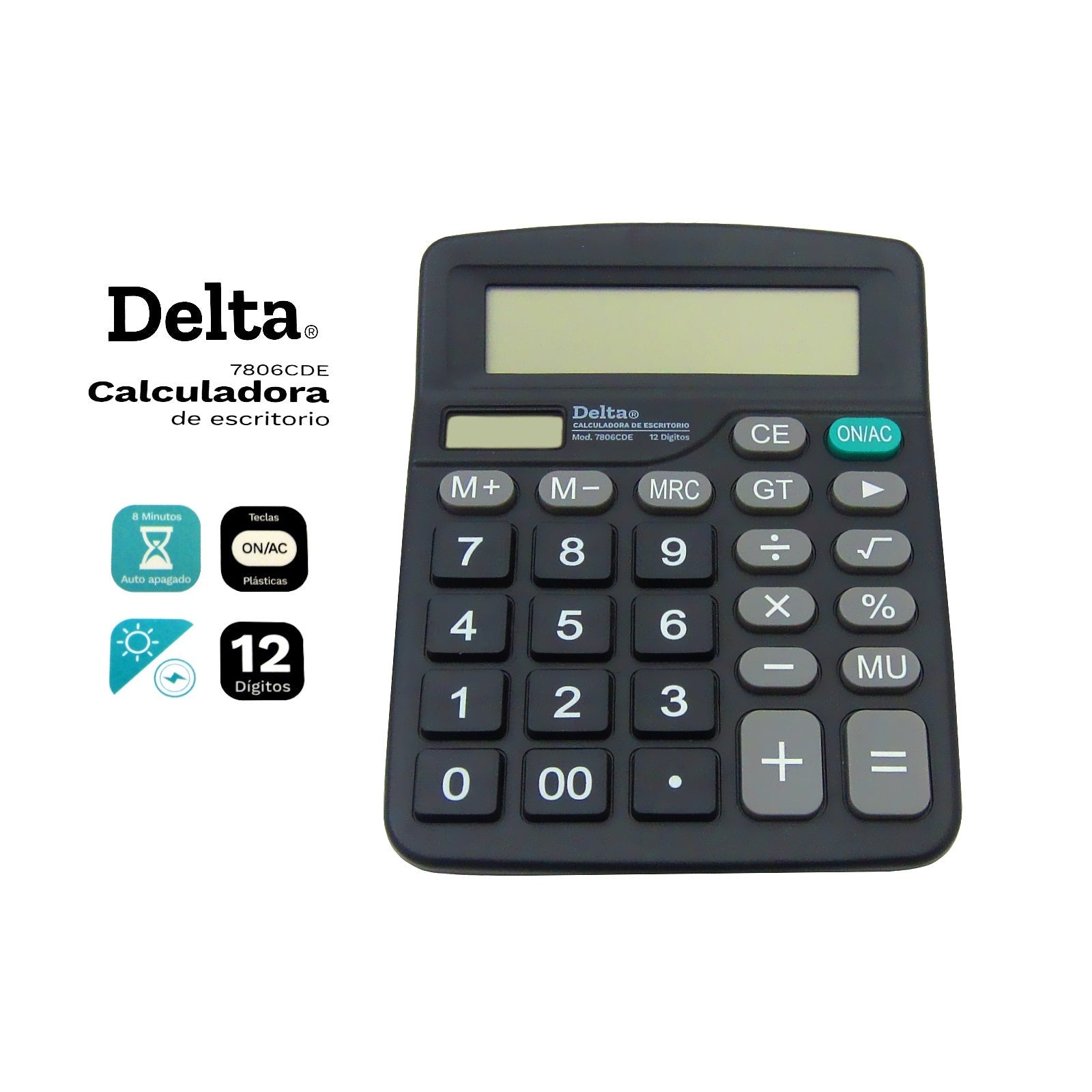 Calculadora de Escritorio Barrilito Delta 12 Digito(s) 26 Teclas(s) 1 Linea Batería AA Negro