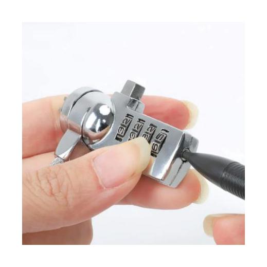 Manhattan Candado de Combinación para Laptop, 2 Metros, Plata