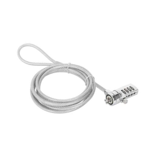 Manhattan Candado de Combinación para Laptop, 2 Metros, Plata