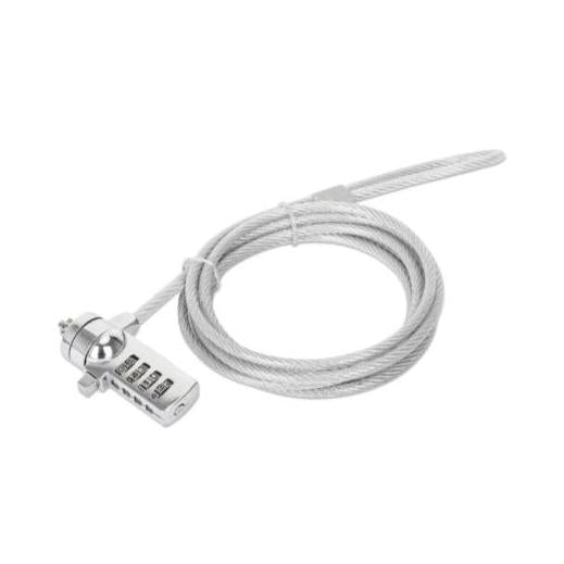 Manhattan Candado de Combinación para Laptop, 2 Metros, Plata