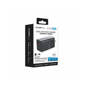 ArgomTech Cargador de Pared ARG-AC-0124, 65W, 1x USB-C, 1x USB-A, Negro
