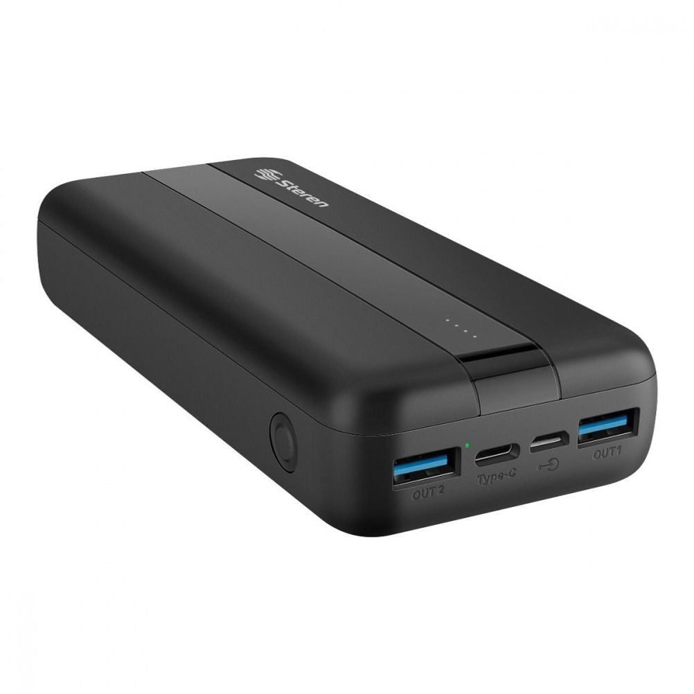 Cargador Power Bank Steren MOV-2000 20000mAh 2 Puerto(s) USB-C Indicadores LED Negro