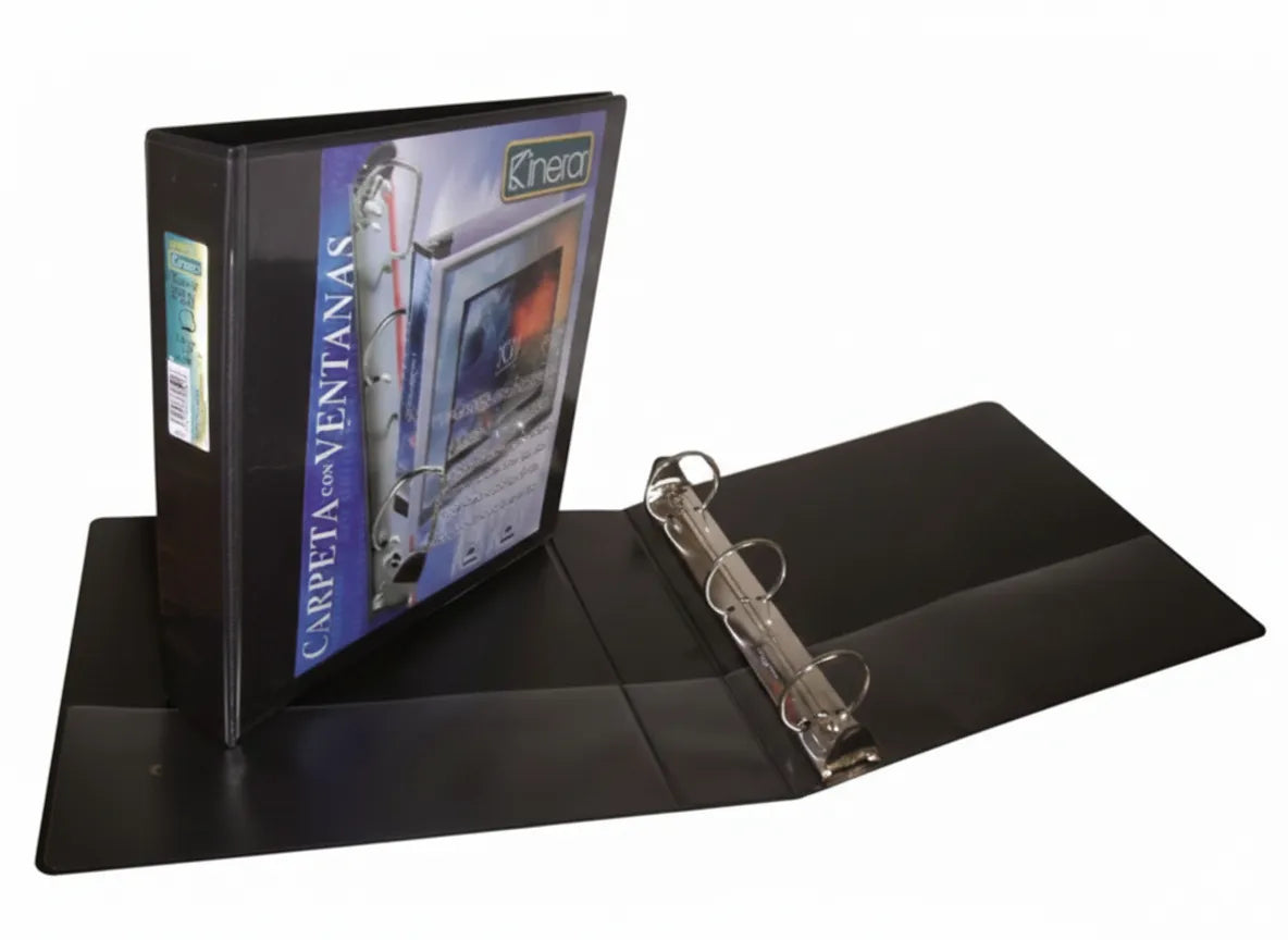 CARPETA KINERA VINIL ARO "O" 2" NEGRA C/12