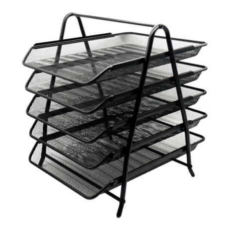Charola Organizadora Nextep Malla Metalica de 5 Niveles Negro Tipo Oficio