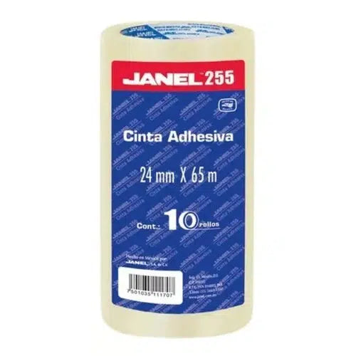 Cinta Adhesiva Janel 24 Mm X 65 M Transparente Pack 10 Pzs