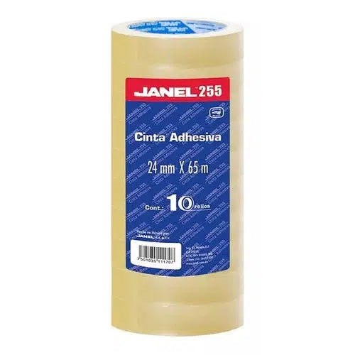 Cinta Adhesiva Janel 24 Mm X 65 M Transparente Pack 10 Pzs
