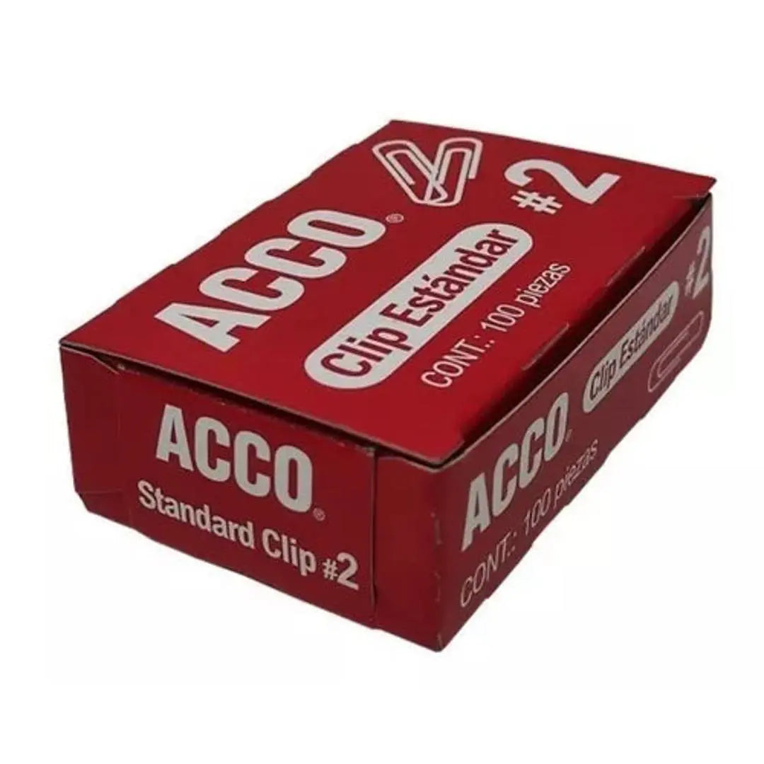 Clip Estándar No. 2 Acco 27.5 Mm 10 Cajas Con 100 Clips C/u