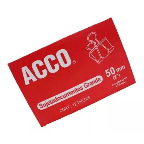 Clip Sujeta Documentos Acco Grande 50 Mm Caja Con 12 Piezas