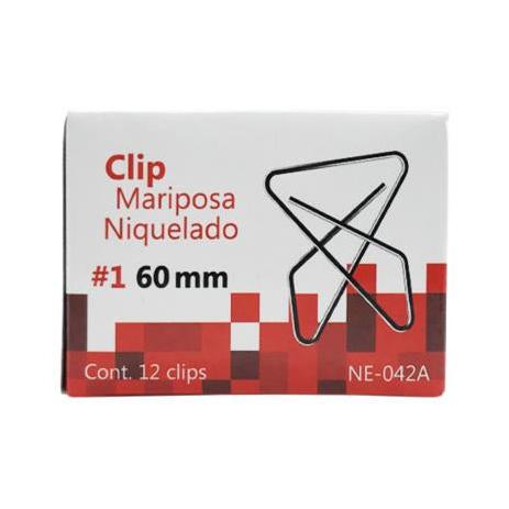Clip Mariposa Nextep Niquelado #1 60mm 12 Clips