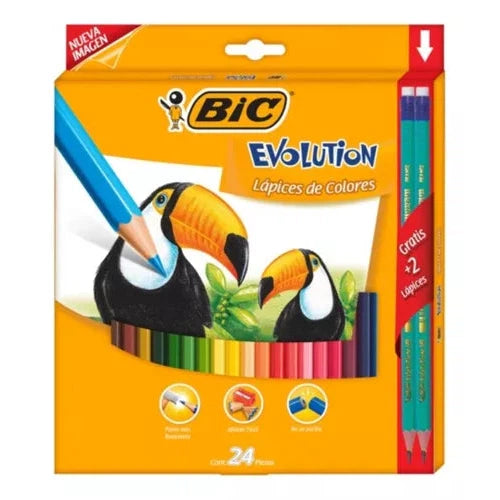 Lápices De Colores Bic Evolution Hexagonal Caja 24 Piezas