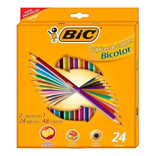 Lápices De Colores Bic Hexagonal 24 Doble Punta 48 Colores