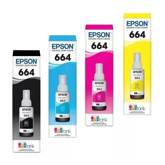 Kit 4 Tintas para Impresora Epson T664 70 Ml L110 L120 L200 L210 L300 L350