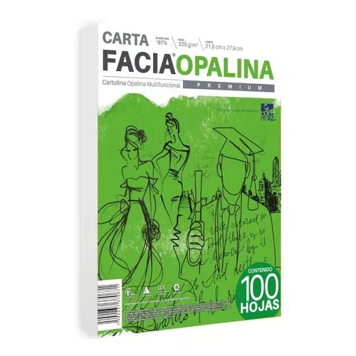 Hoja Opalina Cartulina Facia Copamex Blanca 225 G Carta 100 Hojas