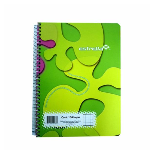 Estrella Cuaderno Forma Francesa de Cuadro Chico 5mm, 100 Hojas