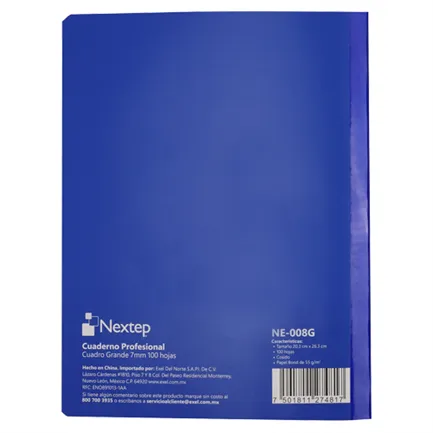Cuaderno Nextep Profesional Cuadro Grande C7 100 Hojas Cosido