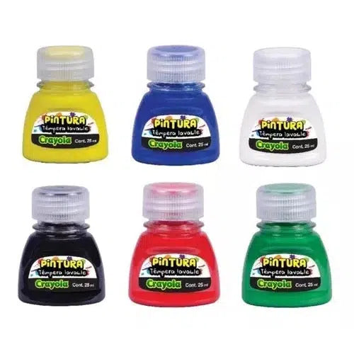 Pintura Témpera Lavable Crayola 6 Frascos De 25 Ml C/u