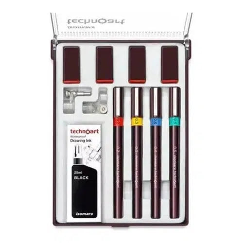 Kit De 4 Estilógrafo Recargables Técnico Isomars Technoart
